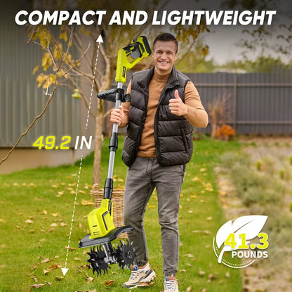 Cordless Electric Garden Tiller, 360RPM Rototiller with 2 Batteries & Charger