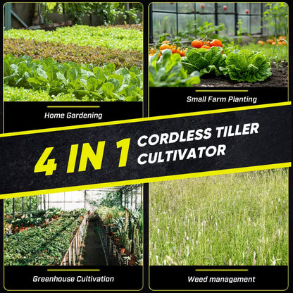 Cordless Electric Garden Tiller, 360RPM Rototiller with 2 Batteries & Charger
