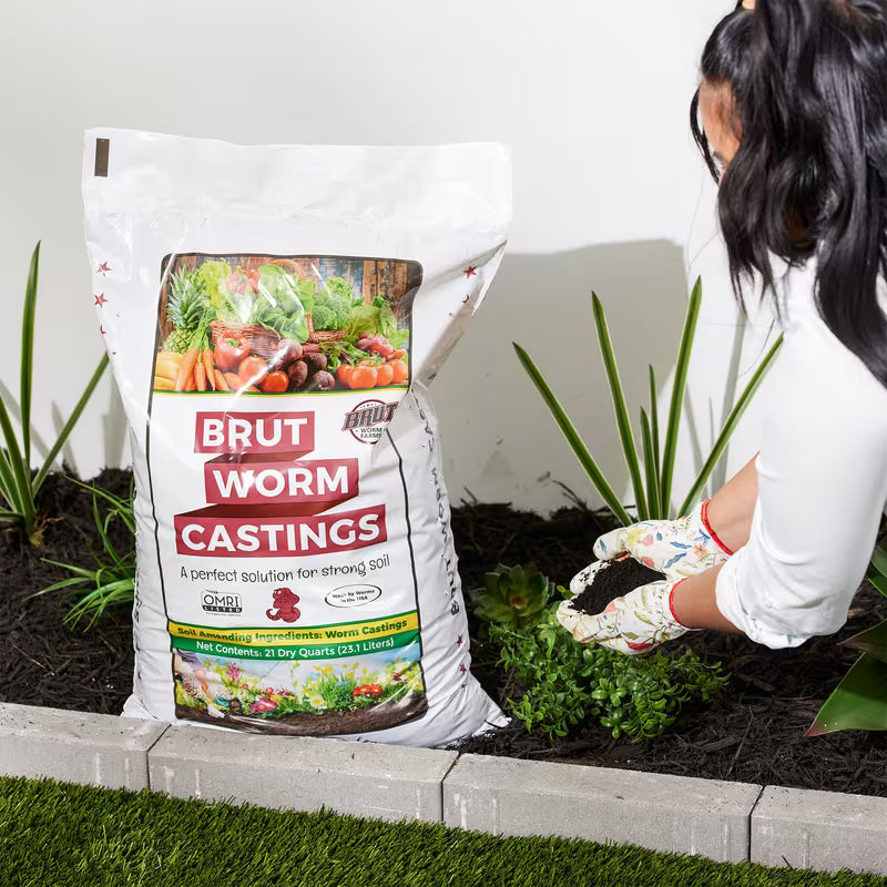 Brut Worm Farms Organic Worm Castings Soil Builder, 30 Pound Bag