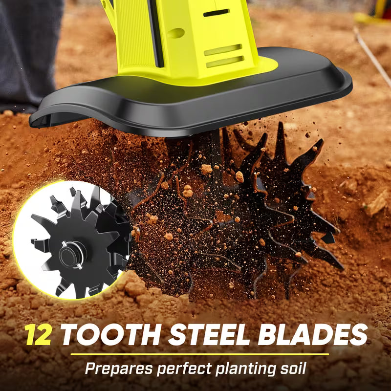 Cordless Electric Garden Tiller, 360RPM Rototiller with 2 Batteries & Charger