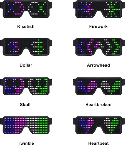 LED Glasses Light up Dynamic Party Favor Glasses Festival Christmas USB Rechargeable LED Rave Glowing Flashing Glasses