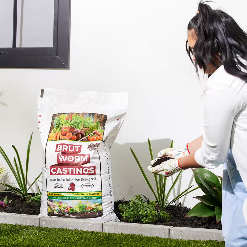 Brut Worm Farms Organic Worm Castings Soil Builder, 30 Pound Bag