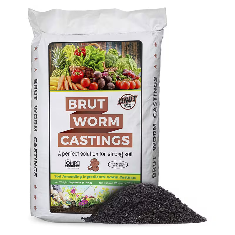 Brut Worm Farms Organic Worm Castings Soil Builder, 30 Pound Bag
