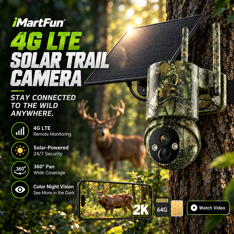 4G LTE Solar Trail Camera – 1080P Cellular Security Camera with 360° Pan