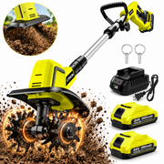 Cordless Electric Garden Tiller, 360RPM Rototiller with 2 Batteries & Charger