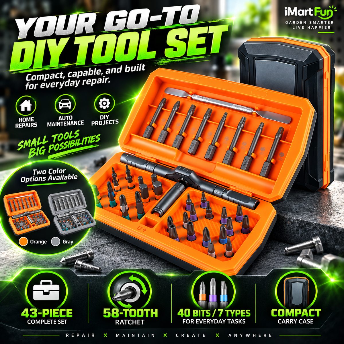 iMartFun™ Magnetic Ratchet Screwdriver Set