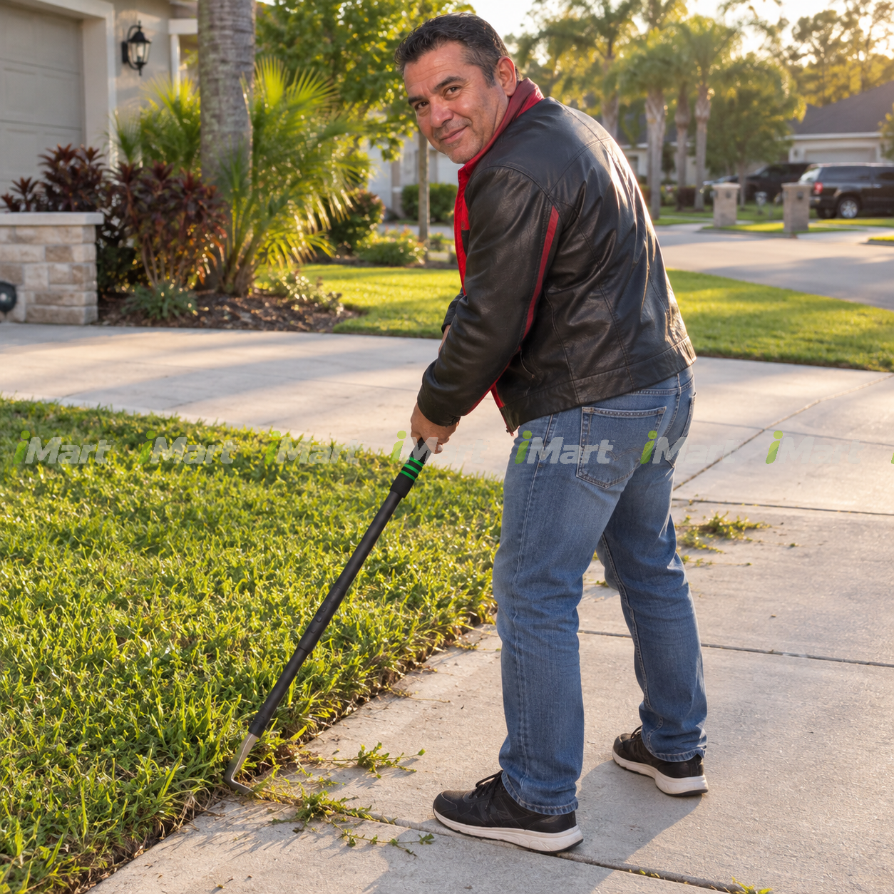 
Tyler W. using adjustable crevice weeder