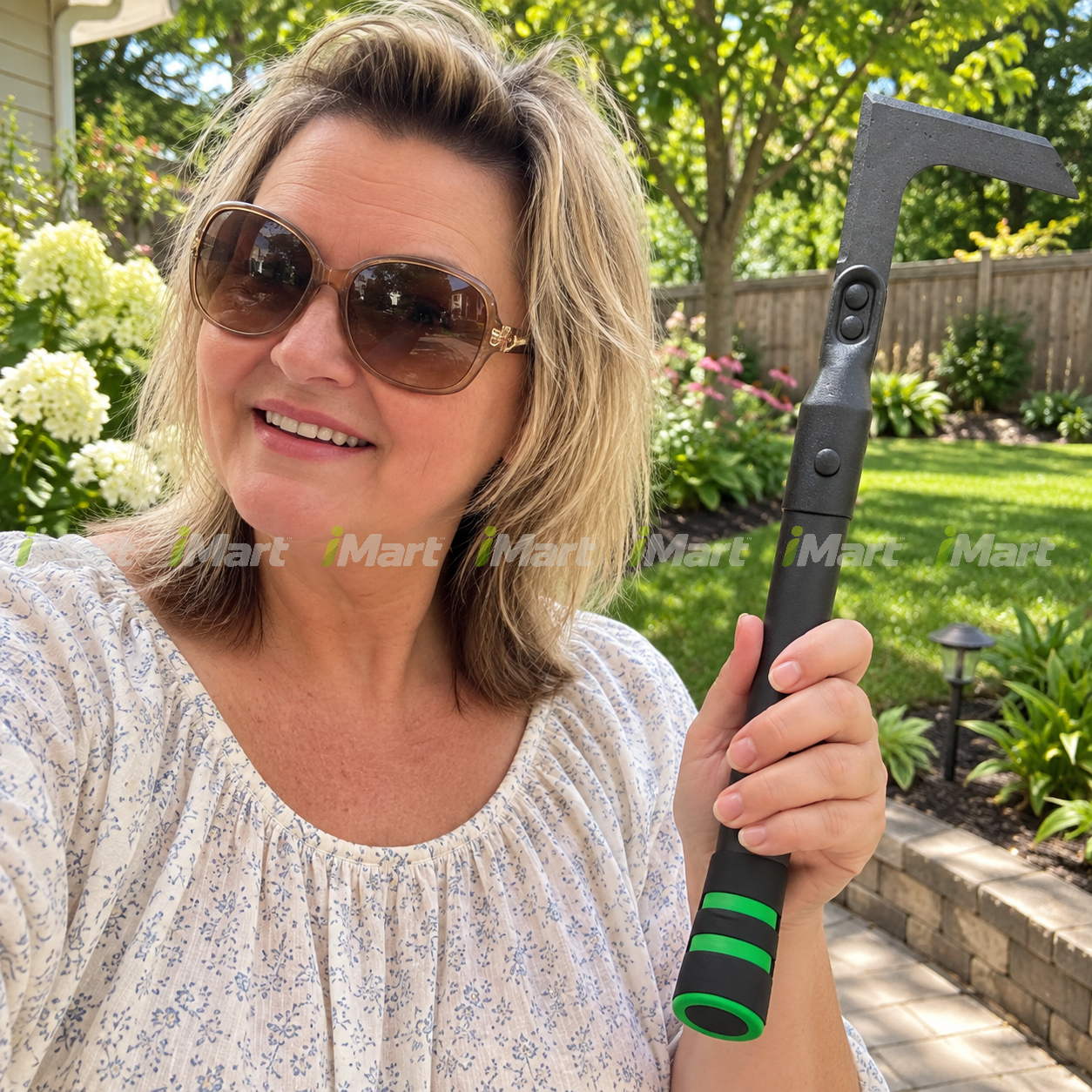 
Sarah J. using adjustable crevice weeder