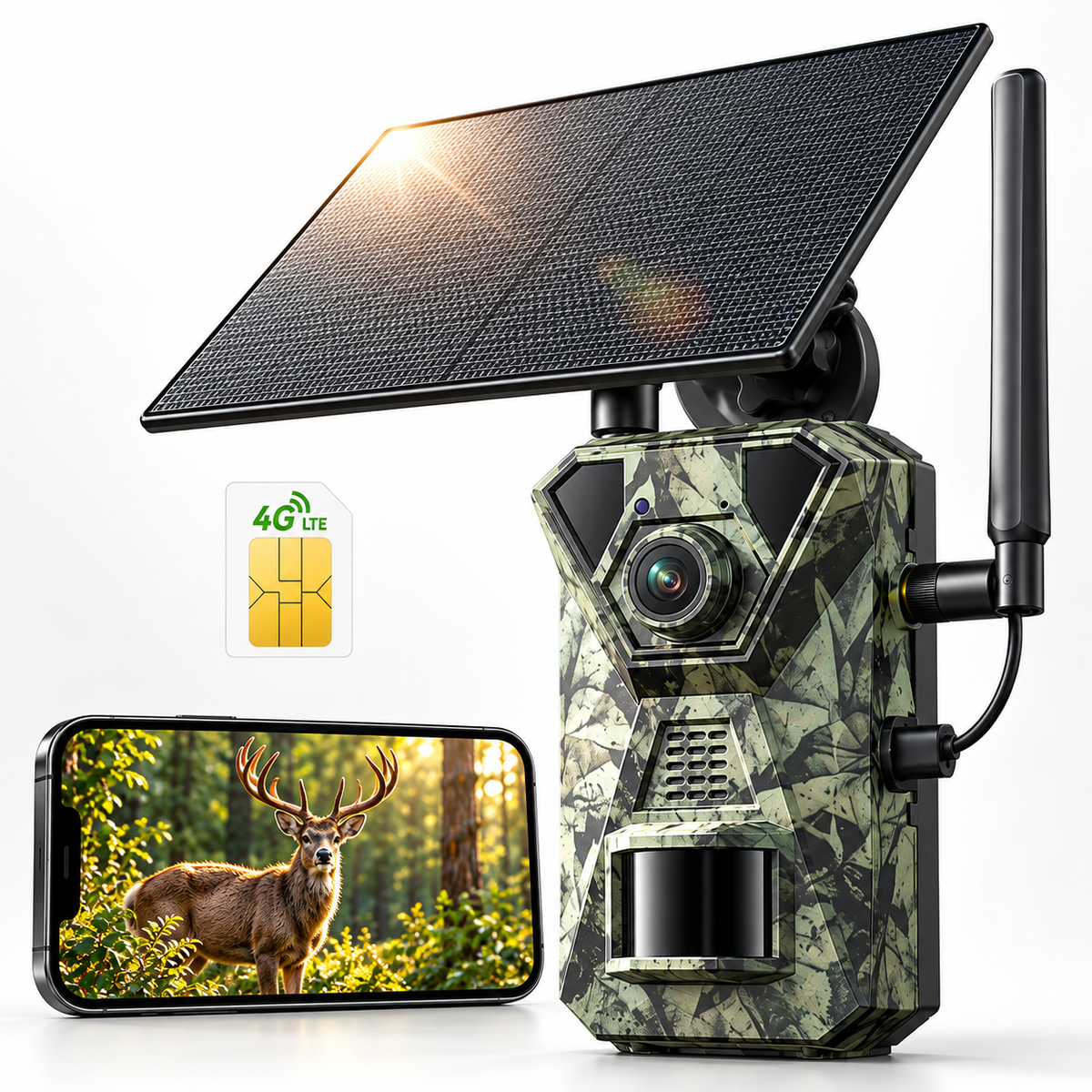 4G LTE Solar Trail Camera – 1080P Cellular Security Camera with 360° Pan