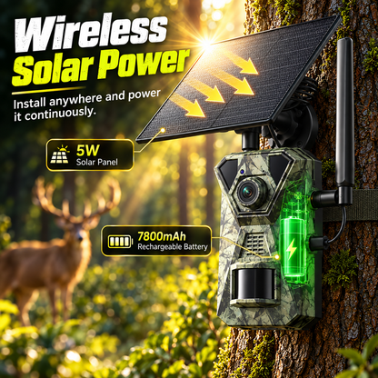 4G LTE Solar Trail Camera – 1080P Cellular Security Camera with 360° Pan