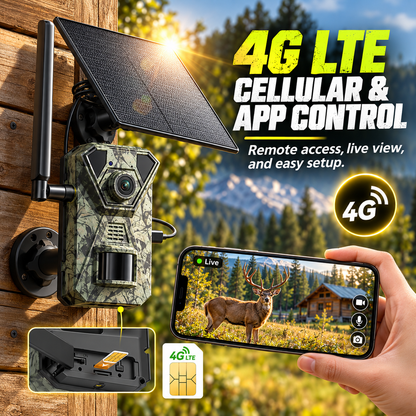 4G LTE Solar Trail Camera – 1080P Cellular Security Camera with 360° Pan