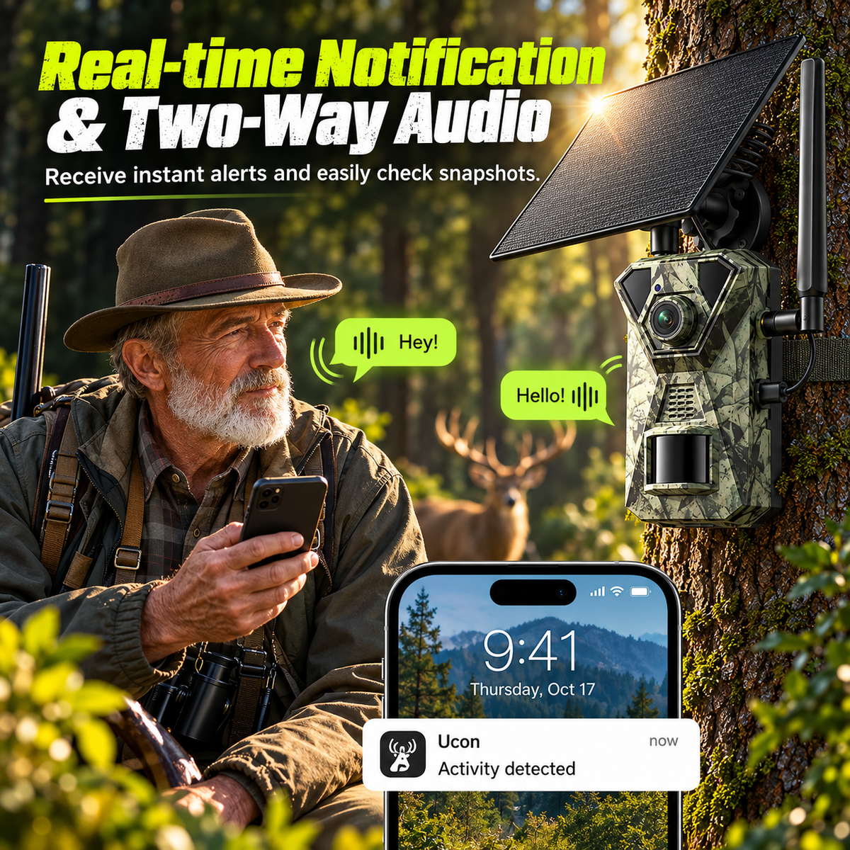 4G LTE Solar Trail Camera – 1080P Cellular Security Camera with 360° Pan