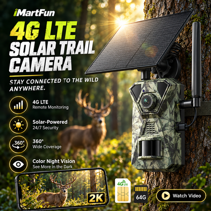 4G LTE Solar Trail Camera – 1080P Cellular Security Camera with 360° Pan