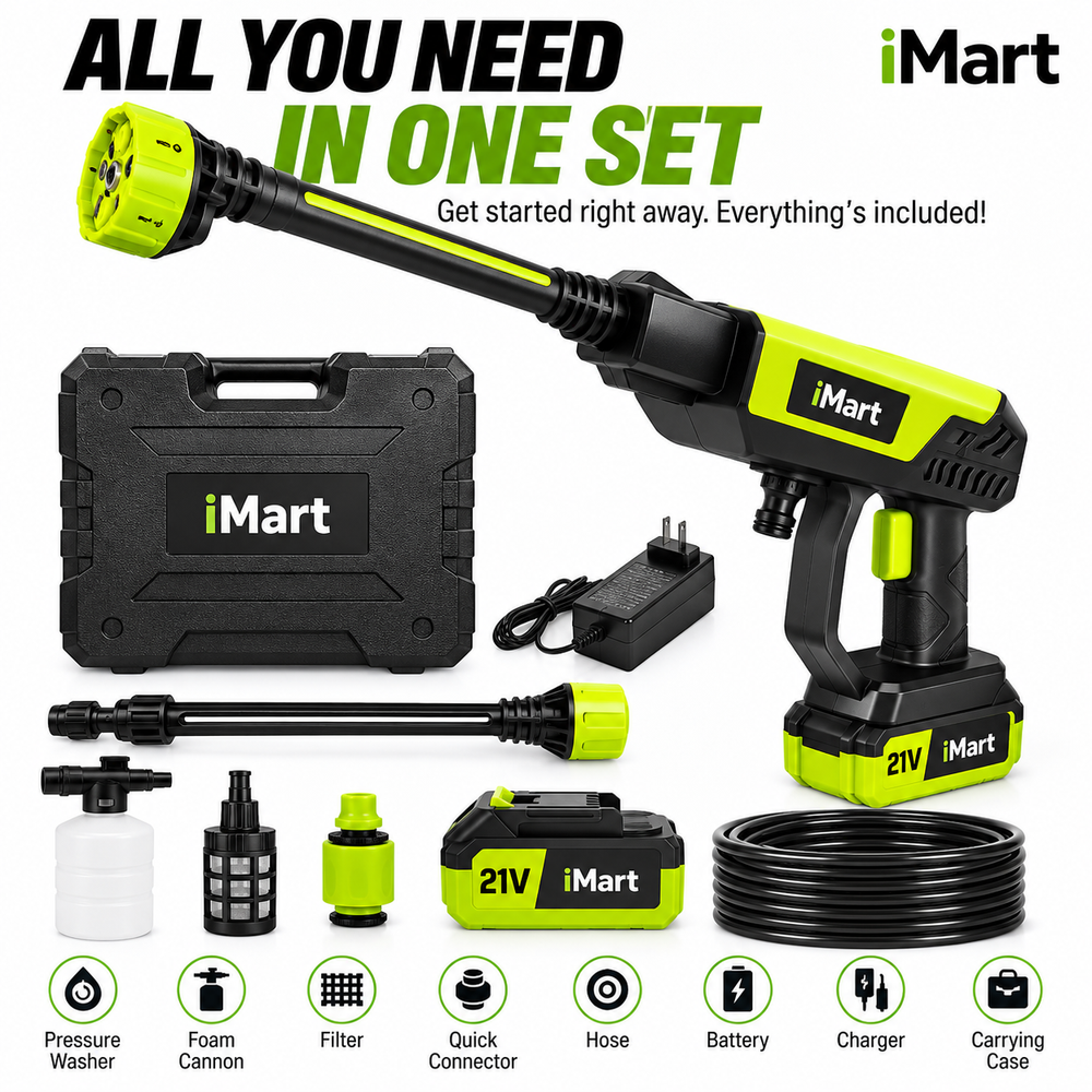 Cordless High Pressure Washer – Portable Power Washer with Battery & Foam Cannon