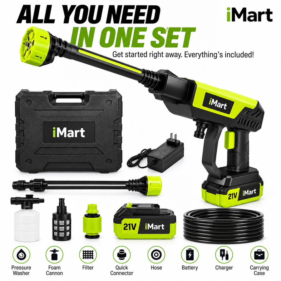 Cordless High Pressure Washer – Portable Power Washer with Battery & Foam Cannon