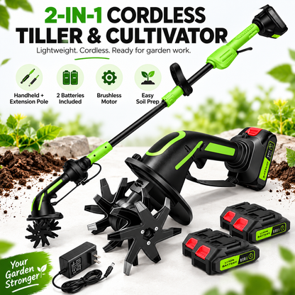 Cultivador y labranza inalámbricos 2 en 1 con pértiga extensible
