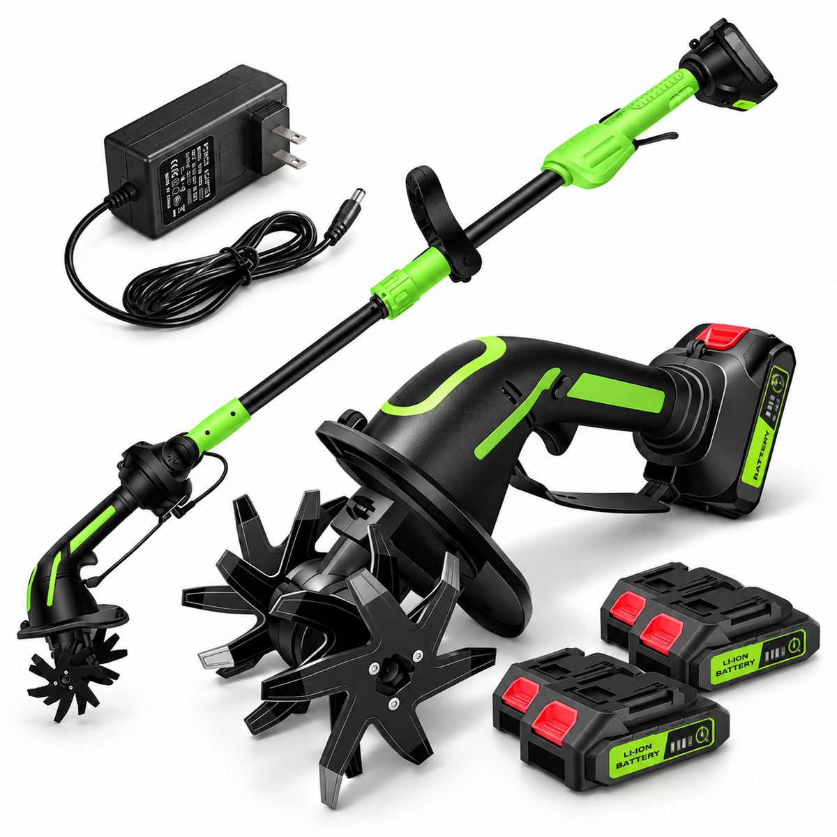 2-IN-1 Cordless Tiller & Cultivator with Extension Pole