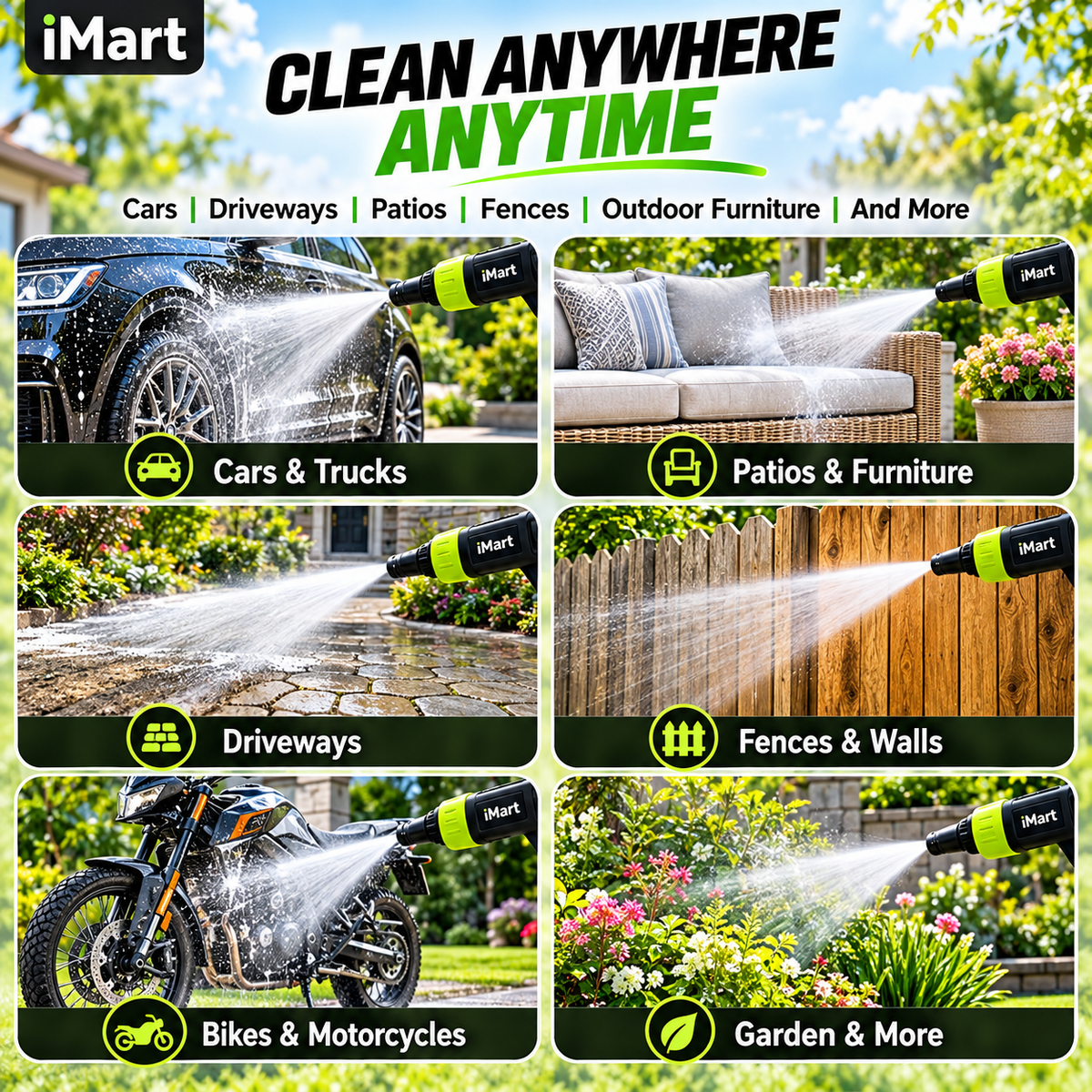 Cordless High Pressure Washer – Portable Power Washer with Battery & Foam Cannon