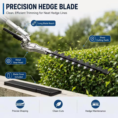 43cc 4-in-1 Long Reach Gas Trimmer with Quick-Connect Attachments