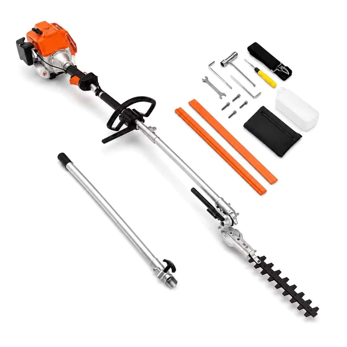 43cc 4-in-1 Long Reach Gas Trimmer with Quick-Connect Attachments
