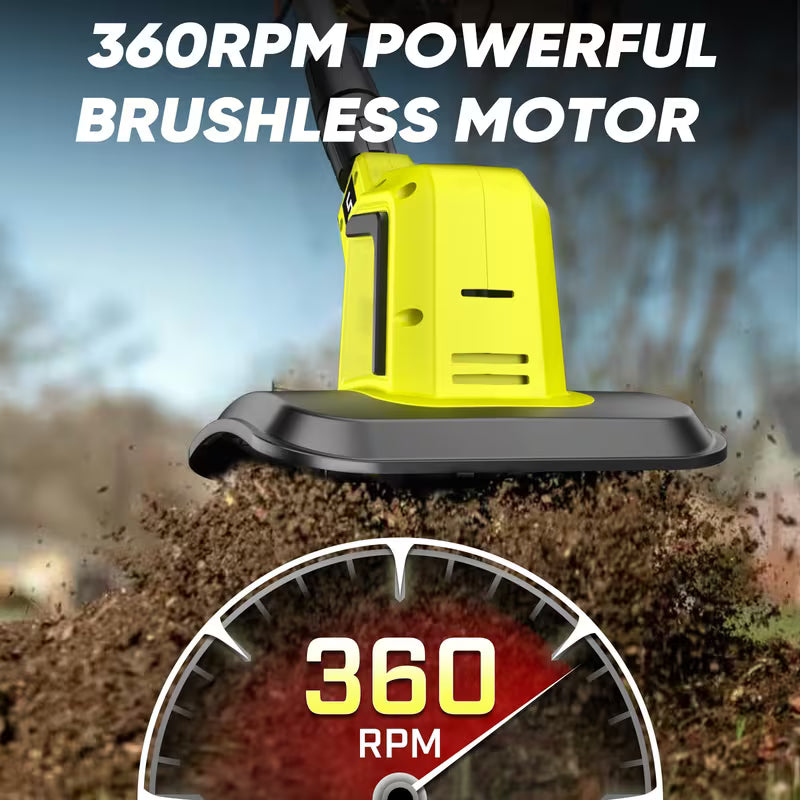 Cordless Electric Garden Tiller, 360RPM Rototiller with 2 Batteries & Charger