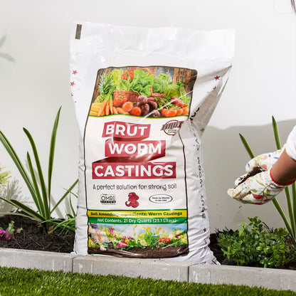 Brut Worm Farms Organic Worm Castings Soil Builder, 30 Pound Bag