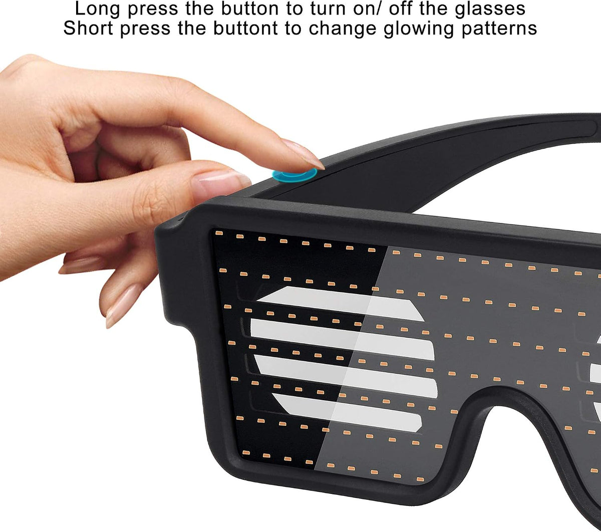 LED Glasses Light up Dynamic Party Favor Glasses Festival Christmas USB Rechargeable LED Rave Glowing Flashing Glasses